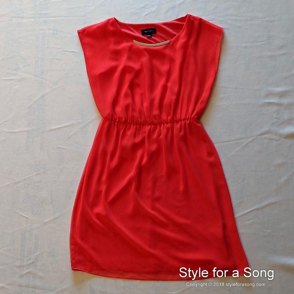 Ab Studio Red Orange Gold Neck Cocktail Dress S